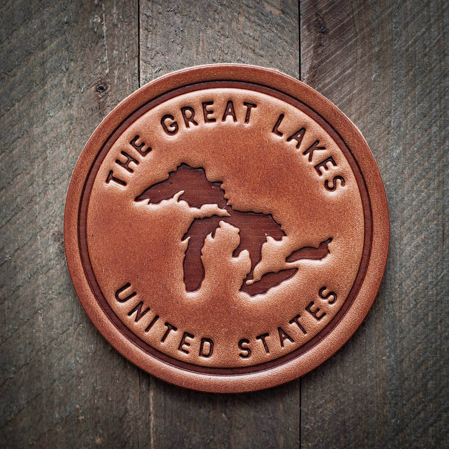 Great Lakes Silhouette Leather Coaster - Great Lakes Girls, Ltd.