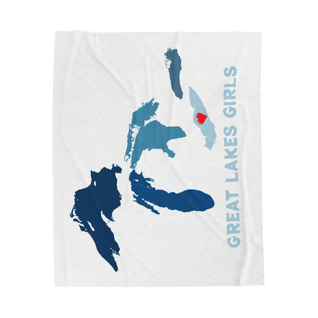 Lake Erie Heart & Map Cozy Throw - Velveteen Plush Blanket