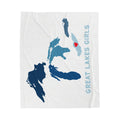 Lake Erie Heart & Map Cozy Throw - Velveteen Plush Blanket