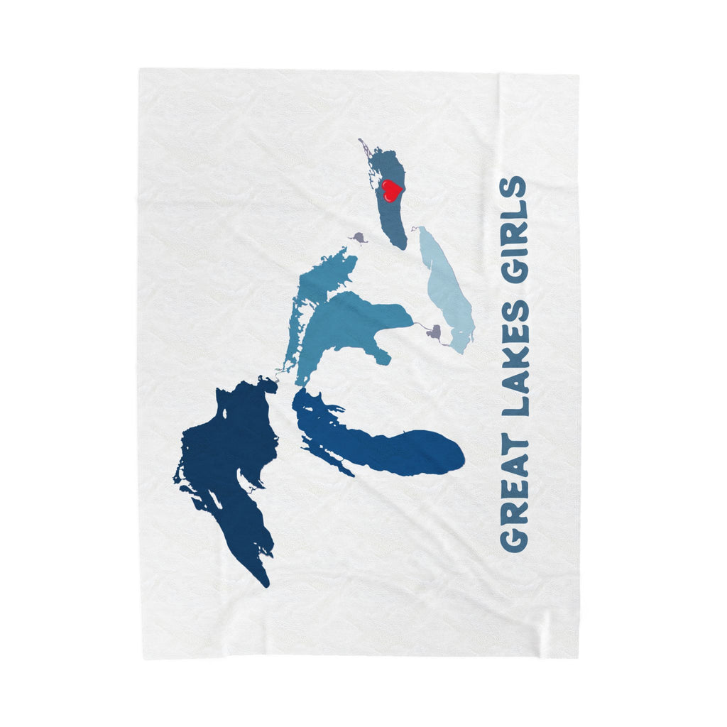 Lake Ontario Heart & Map Cozy Throw - Velveteen Plush Blanket