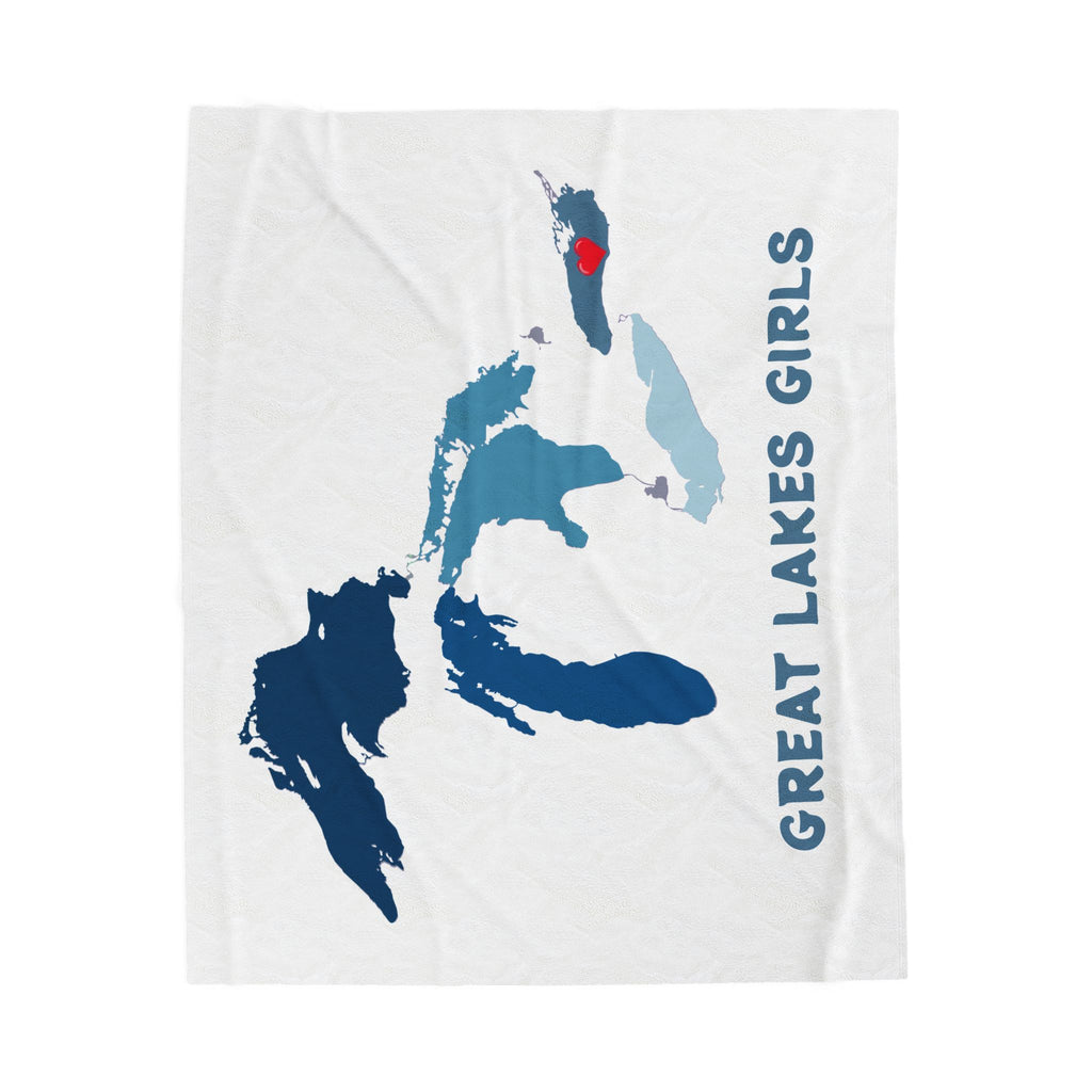 Lake Ontario Heart & Map Cozy Throw - Velveteen Plush Blanket