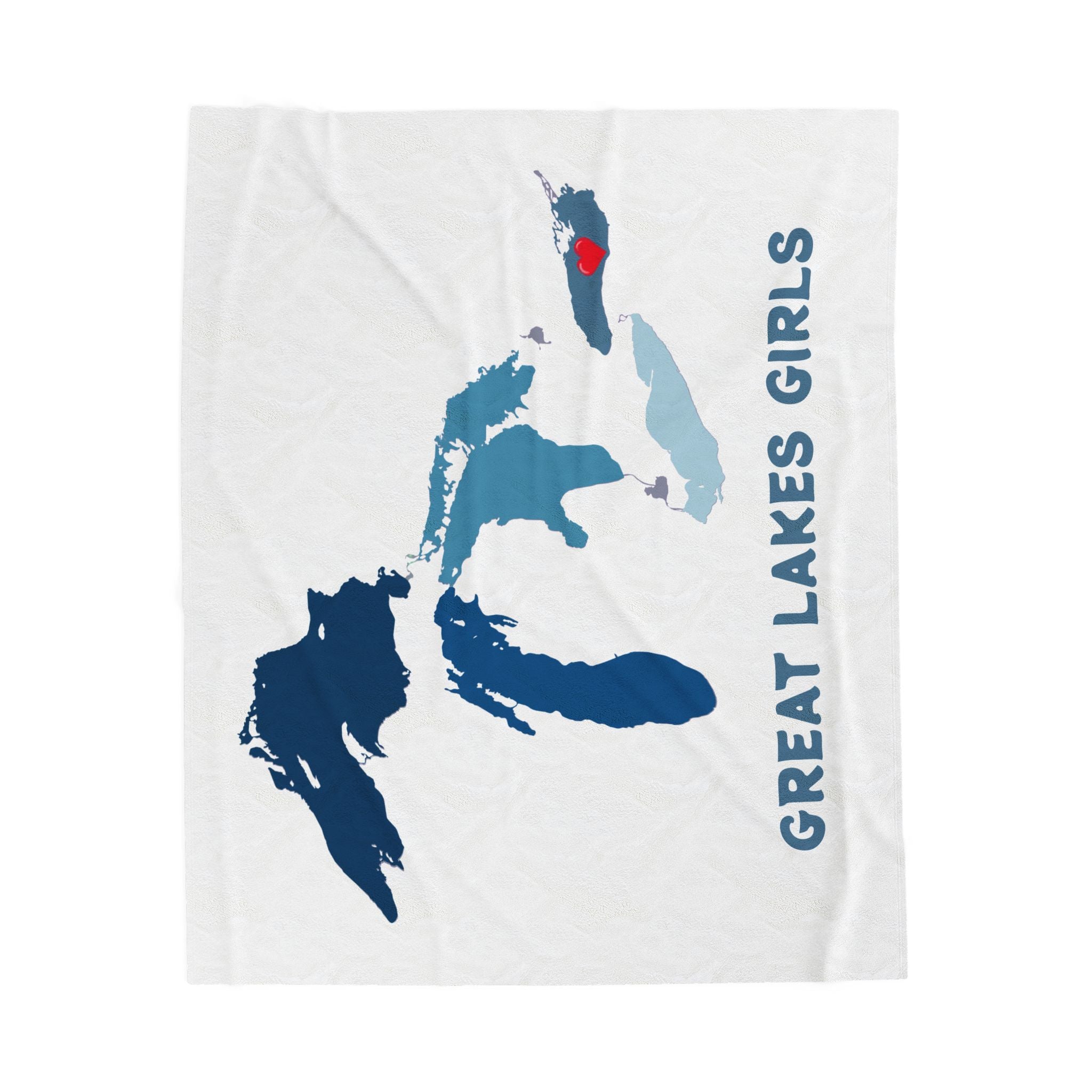 Lake Ontario Heart & Map Cozy Throw - Velveteen Plush Blanket