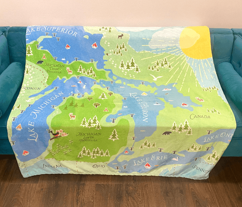 Great Lakes Plush Blanket | Michigan Mittens (Pontiac, Michigan) - Great Lakes Girls, Ltd.