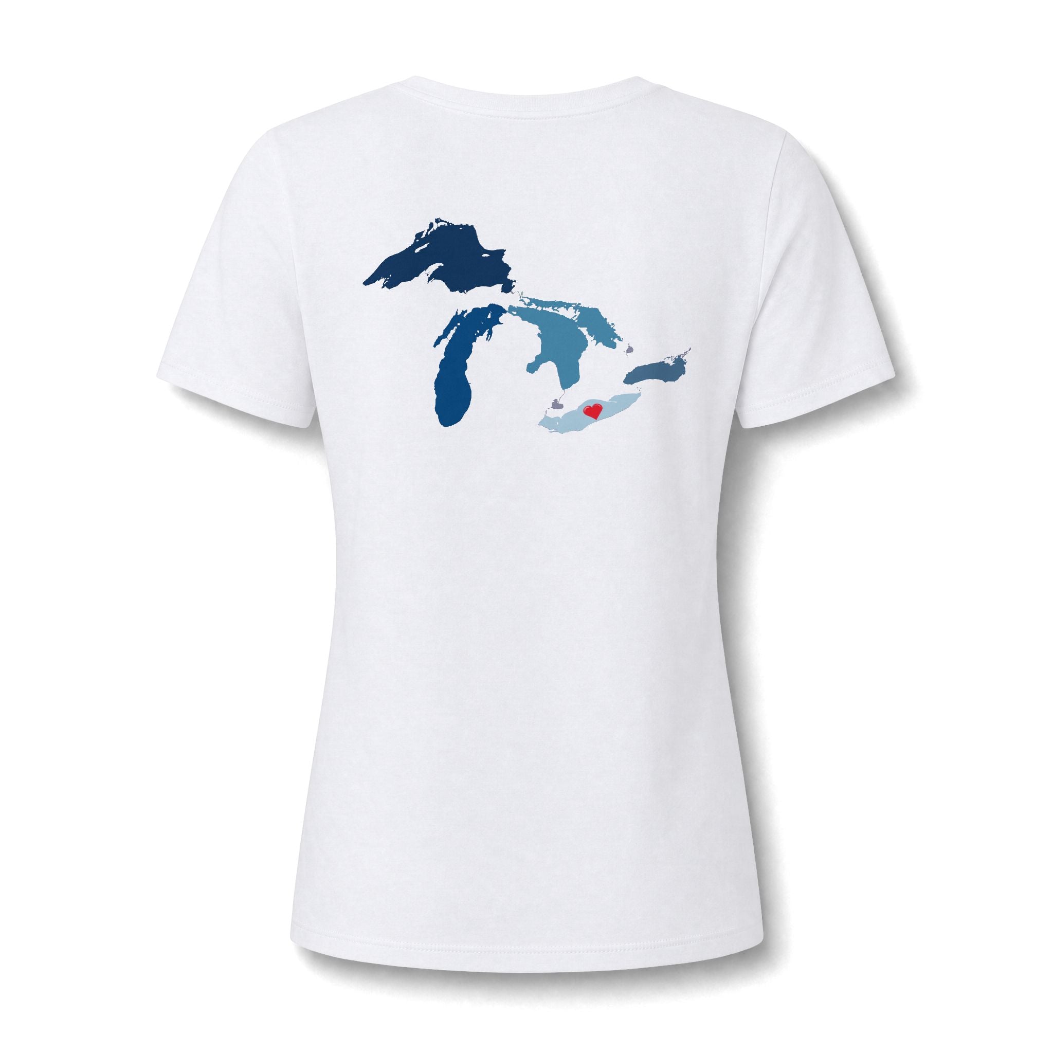 Great Lakes Girls V-Neck Tee — Lake Erie Heart