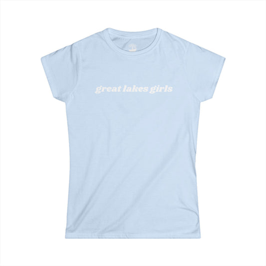 Women's Softstyle Tee Varsity (Lake Erie Blue) | Great Lakes Girls retro white