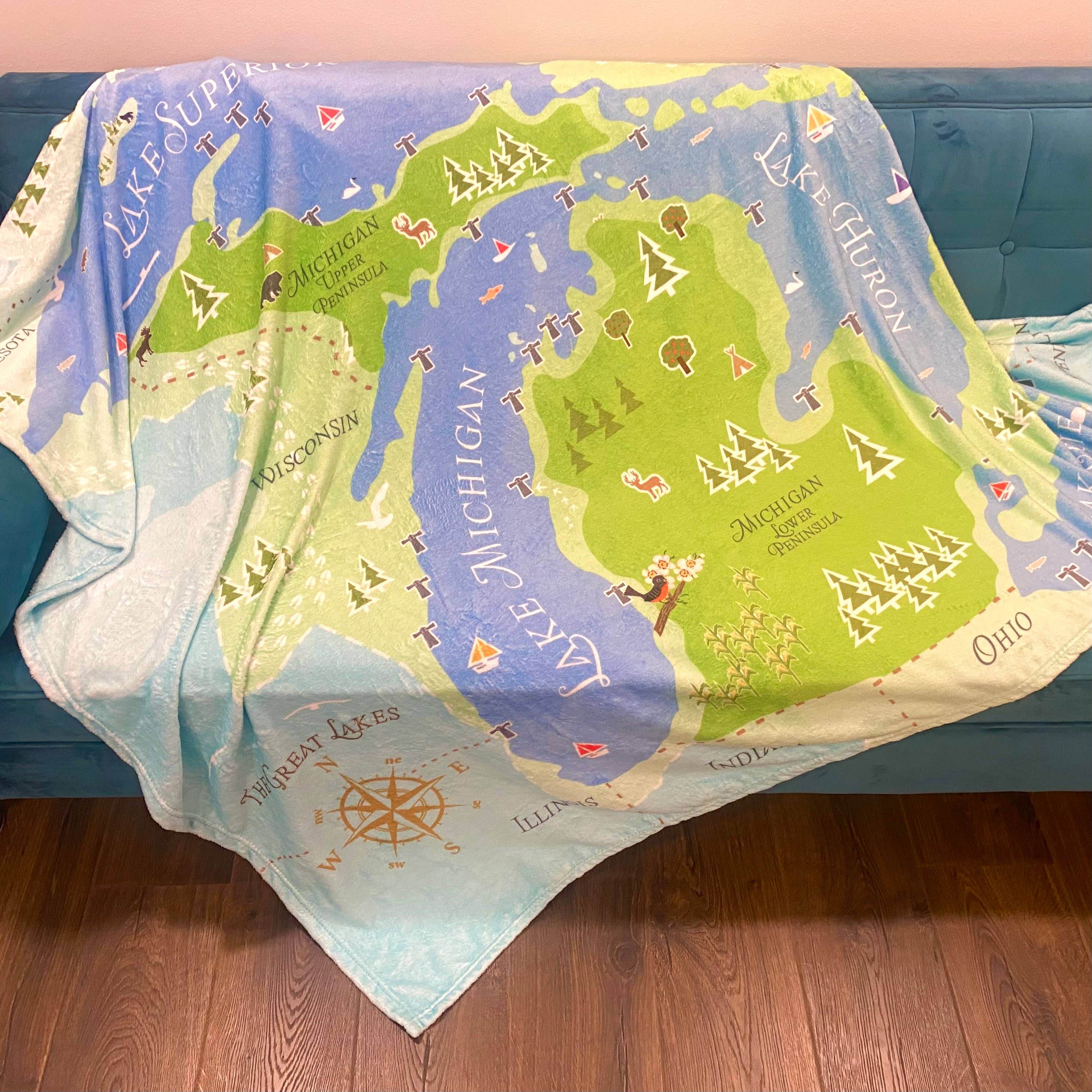 Great Lakes Plush Blanket | Michigan Mittens (Pontiac, Michigan) - Great Lakes Girls, Ltd.