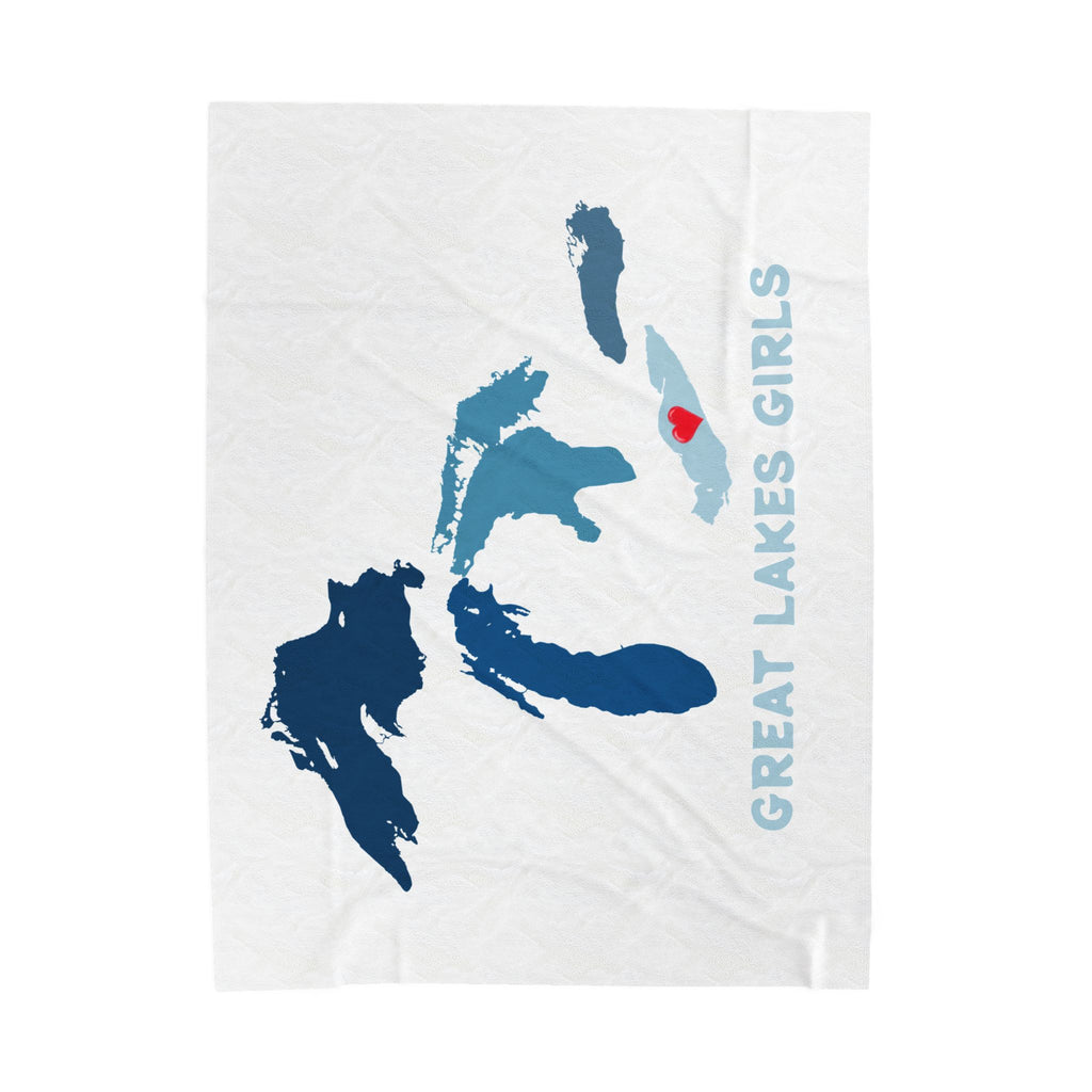 Lake Erie Heart & Map Cozy Throw - Velveteen Plush Blanket