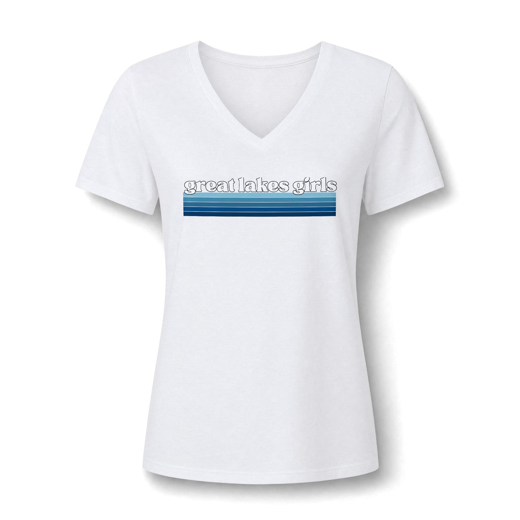 Great Lakes Girls V-Neck Tee — Lake Erie Heart