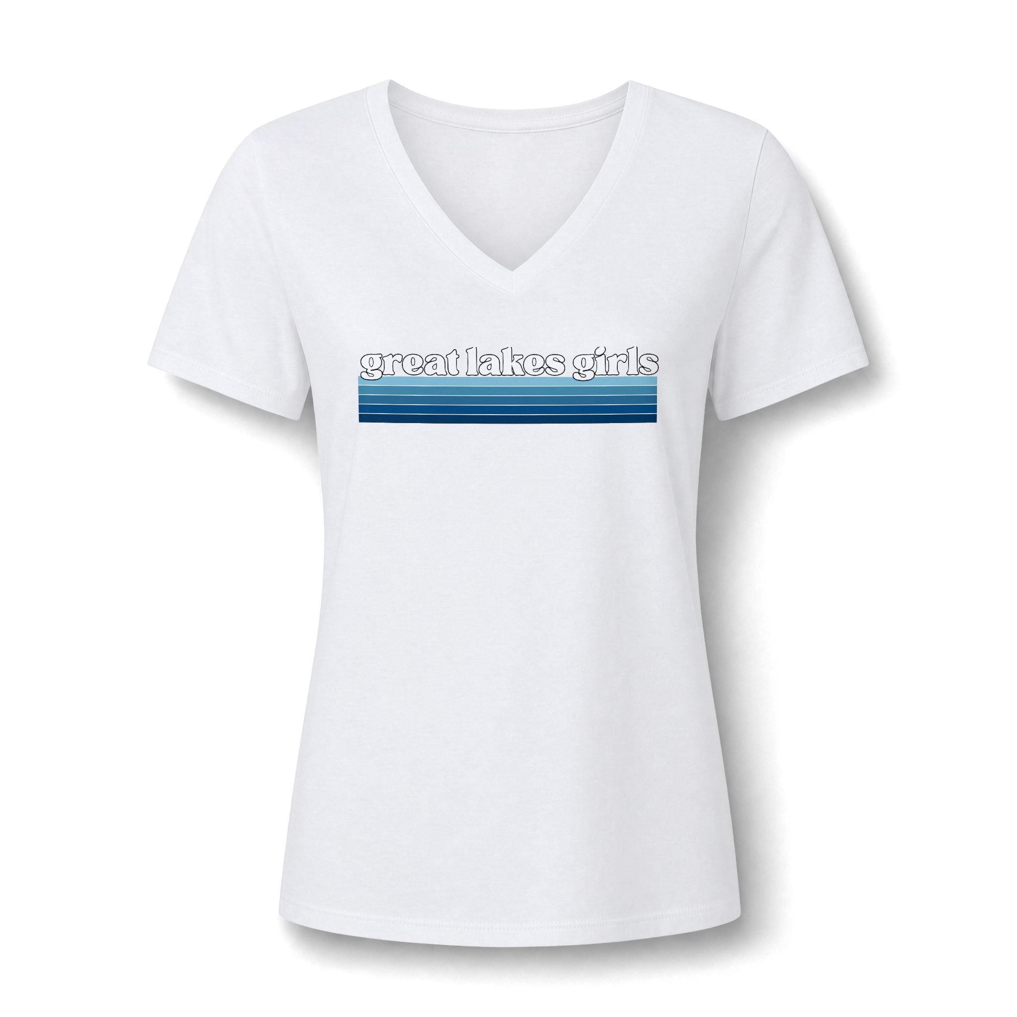 Great Lakes Girls V-Neck Tee — Lake Erie Heart