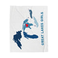 Lake Huron Heart & Map Cozy Throw - Velveteen Plush Blanket