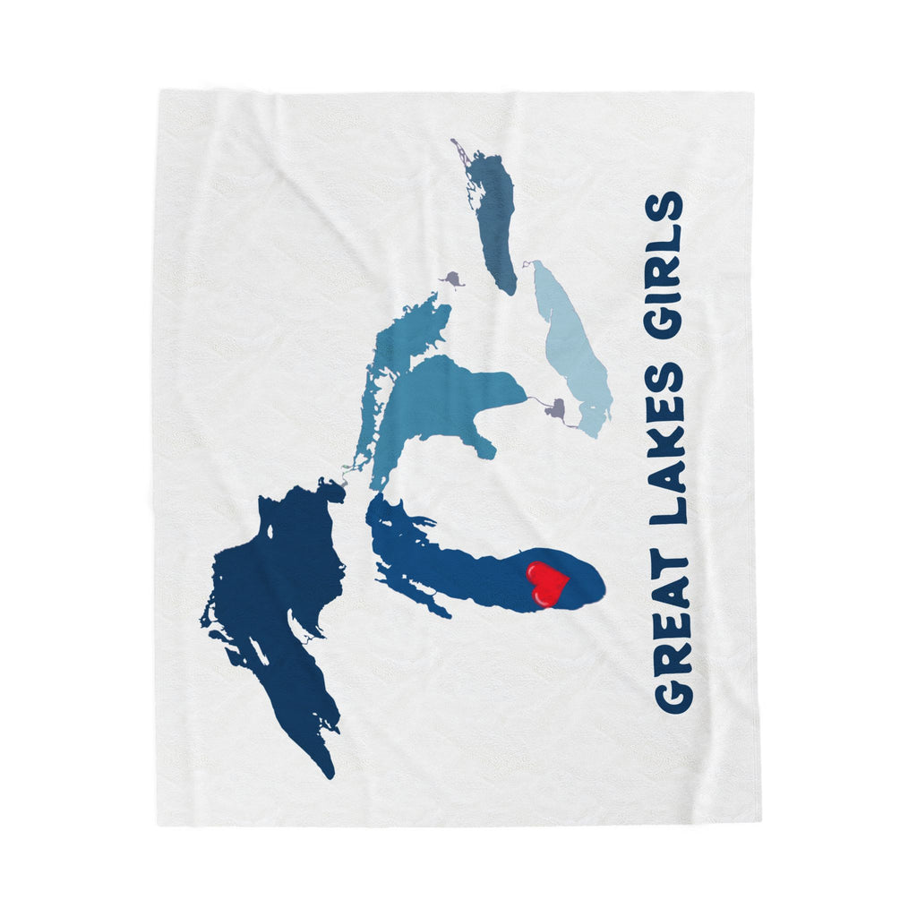 Lake Michigan Heart & Map Cozy Throw - Velveteen Plush Blanket