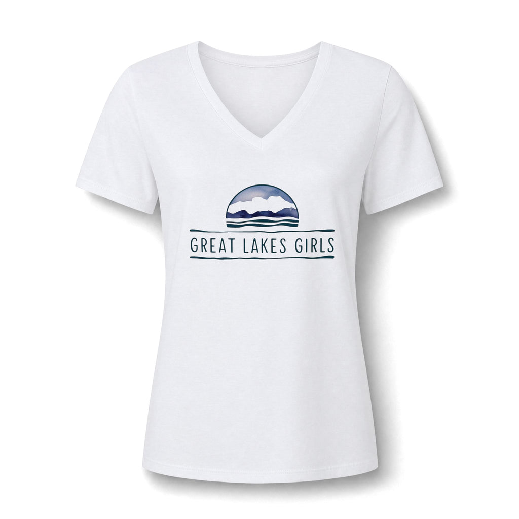 Great Lakes Girls V-Neck Tee — Lake Erie Heart