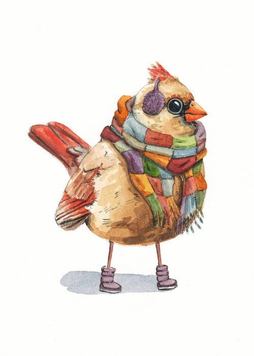 Bird in Scarf Art Print - Great Lakes Girls, Ltd.
