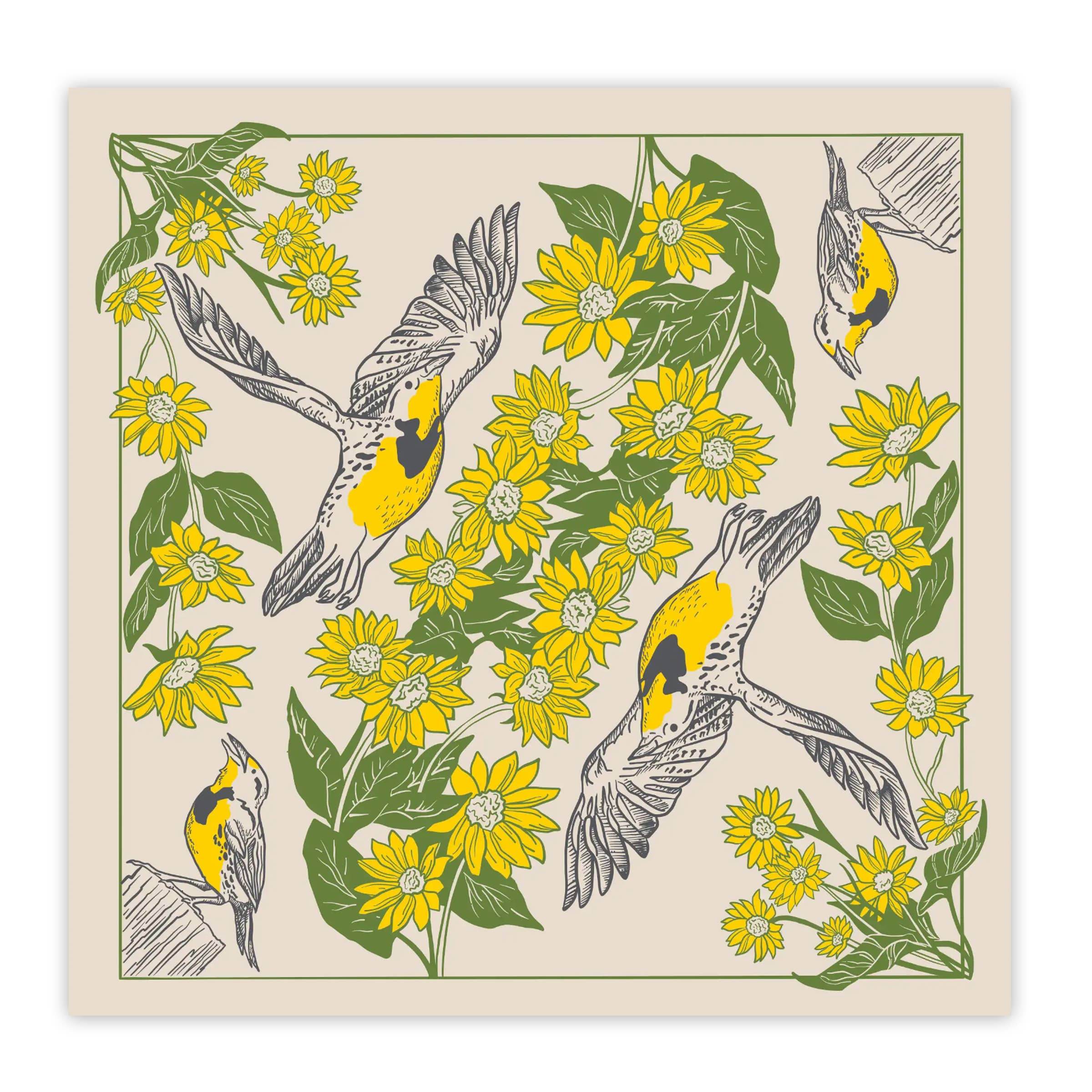 Meadowlark Wildflowers Bandana - Great Lakes Girls, Ltd.