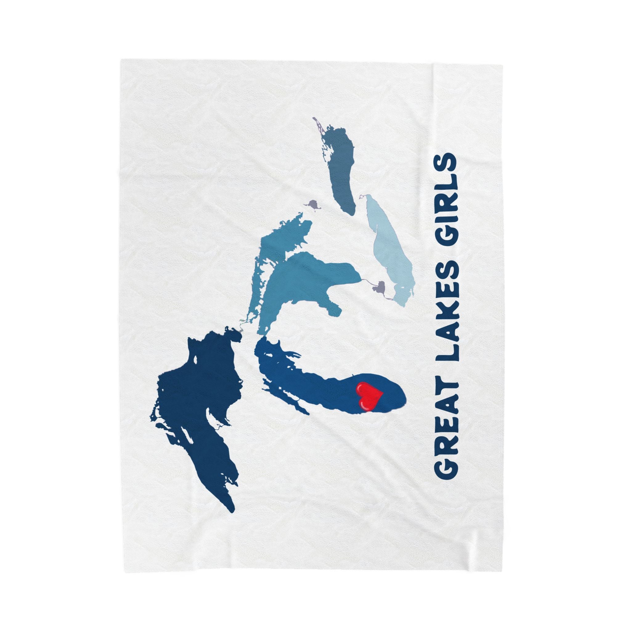 Lake Michigan Heart & Map Cozy Throw - Velveteen Plush Blanket