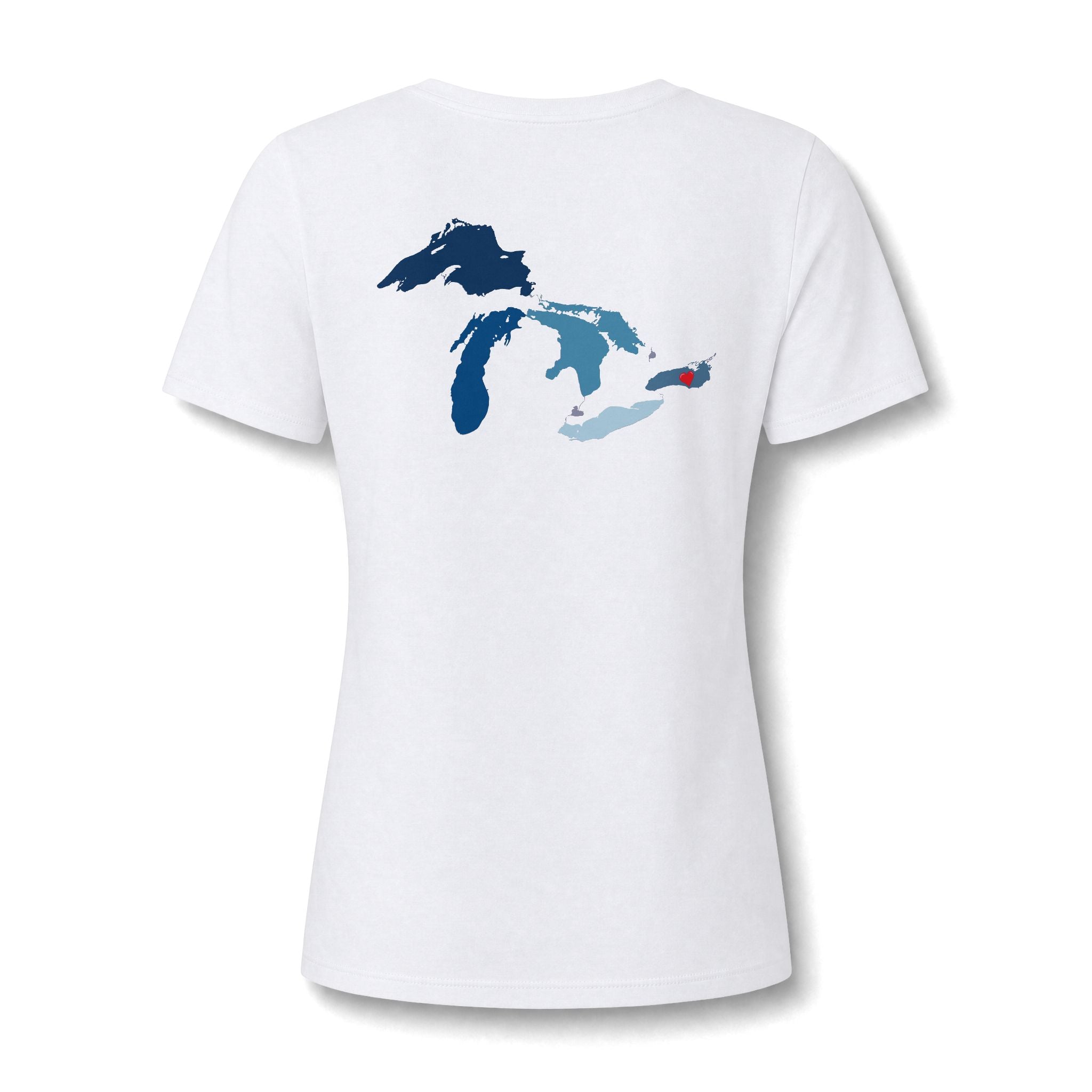 Great Lakes Girls V-Neck Tee — Lake Ontario Heart