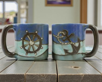 Anchor & Captains Wheel Mug | Mara Stoneware (16 oz.)