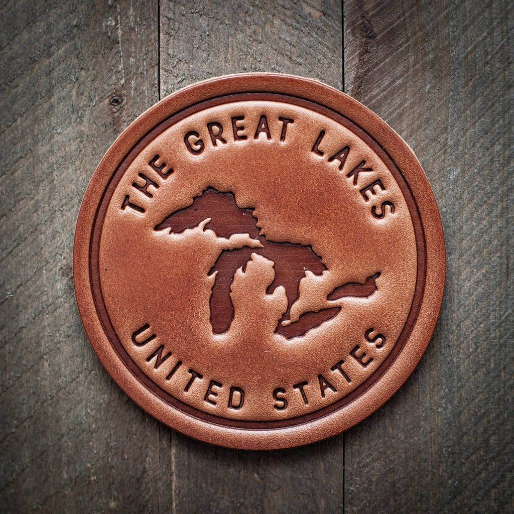 Great Lakes Silhouette Leather Coaster - Great Lakes Girls, Ltd.