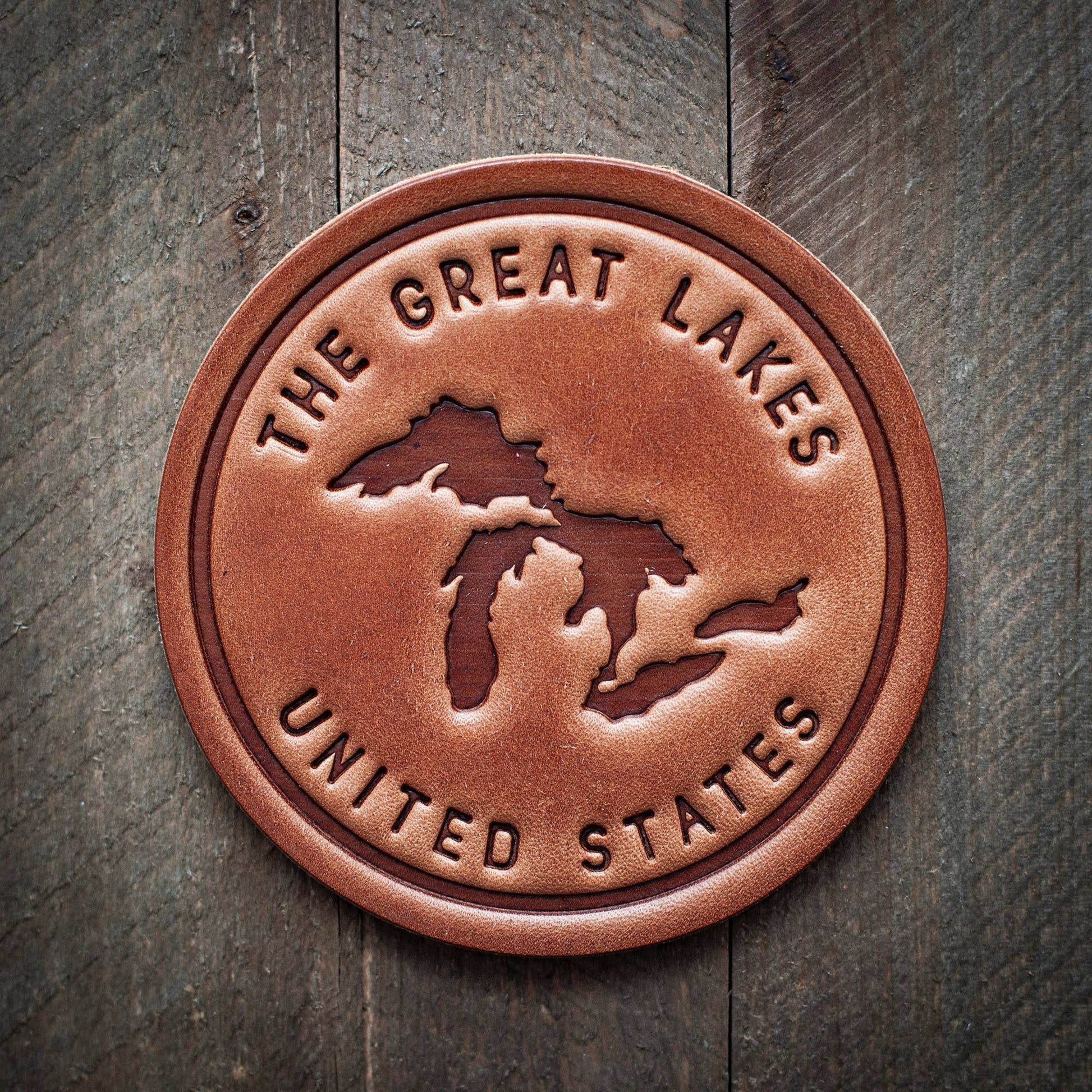 Great Lakes Silhouette Leather Coaster - Great Lakes Girls, Ltd.